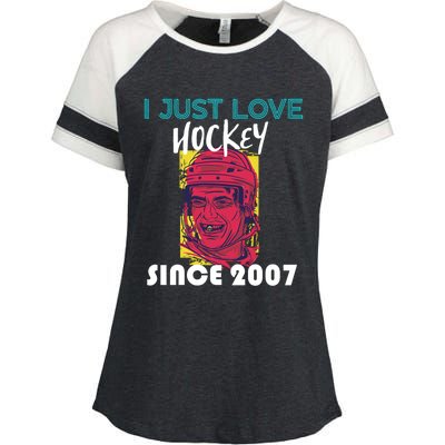 I Just Love Hockey Since 2007 Gift Enza Ladies Jersey Colorblock Tee