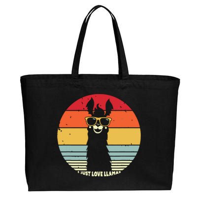 I Just Love Llamas Retro Style Llama Cotton Canvas Jumbo Tote