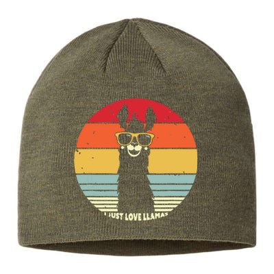 I Just Love Llamas Retro Style Llama Sustainable Beanie