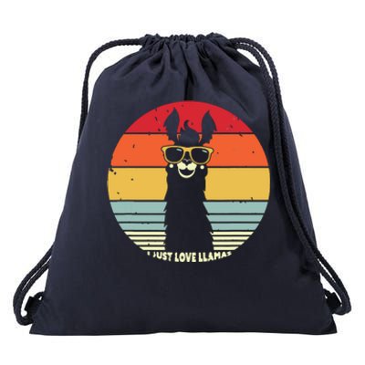 I Just Love Llamas Retro Style Llama Drawstring Bag