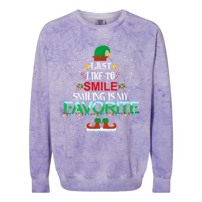 I Just Like To Smile Smiling Is My Favorite Christmas Cool Gift Colorblast Crewneck Sweatshirt