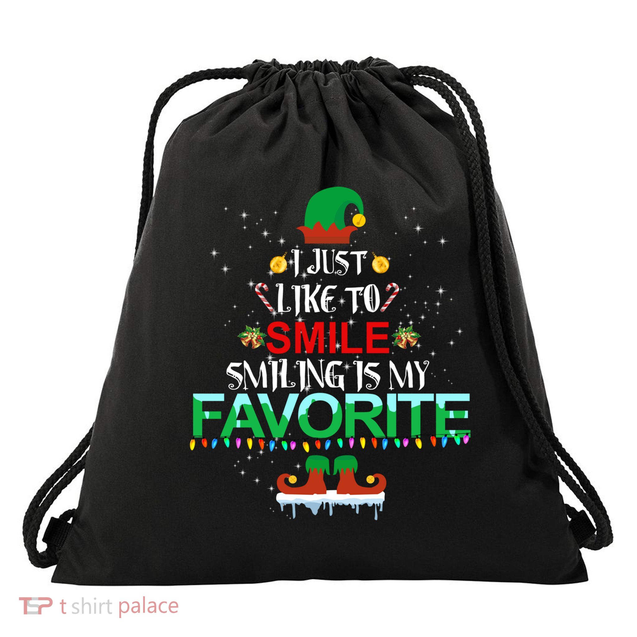 I Just Like To Smile Smiling Is My Favorite Christmas Cool Gift Drawstring Bag