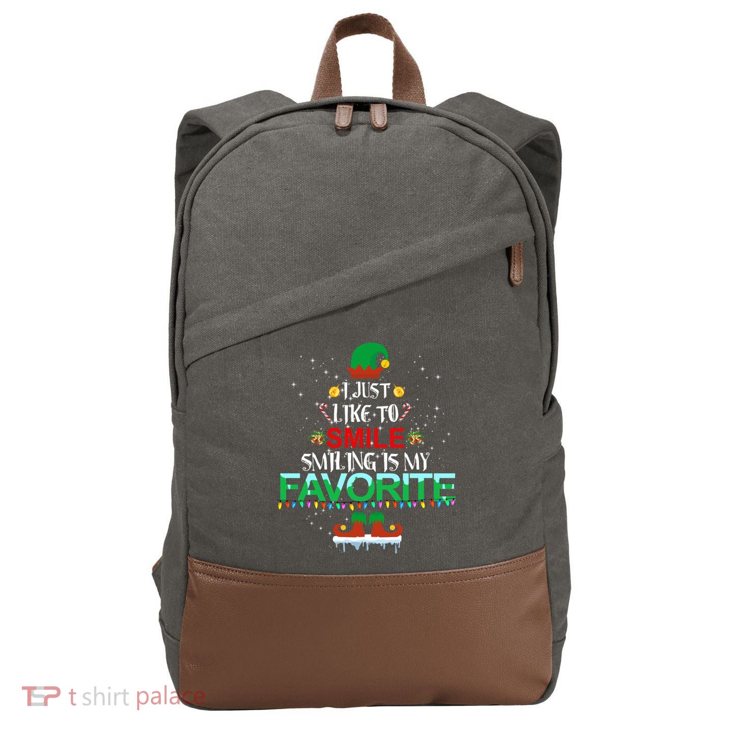 I Just Like To Smile Smiling Is My Favorite Christmas Cool Gift Cotton Canvas Backpack