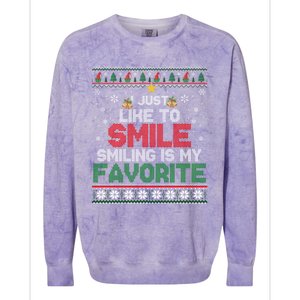 I Just Like To Smile Smiling Is My Favorite Xmas Elf Ugly Gift Colorblast Crewneck Sweatshirt