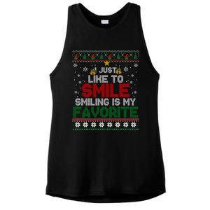 I Just Like To Smile Smiling Is My Favorite Xmas Elf Ugly Gift Ladies PosiCharge Tri-Blend Wicking Tank