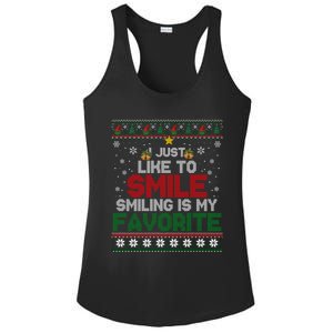 I Just Like To Smile Smiling Is My Favorite Xmas Elf Ugly Gift Ladies PosiCharge Competitor Racerback Tank