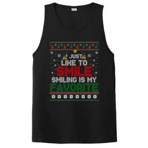 I Just Like To Smile Smiling Is My Favorite Xmas Elf Ugly Gift PosiCharge Competitor Tank