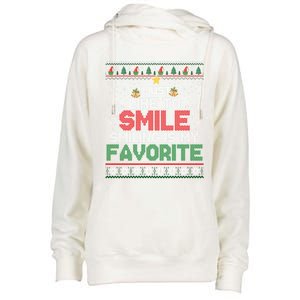 I Just Like To Smile Smiling Is My Favorite Xmas Elf Ugly Gift Womens Funnel Neck Pullover Hood