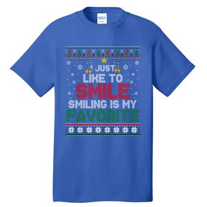 I Just Like To Smile Smiling Is My Favorite Xmas Elf Ugly Gift Tall T-Shirt