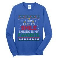 I Just Like To Smile Smiling Is My Favorite Xmas Elf Ugly Gift Tall Long Sleeve T-Shirt