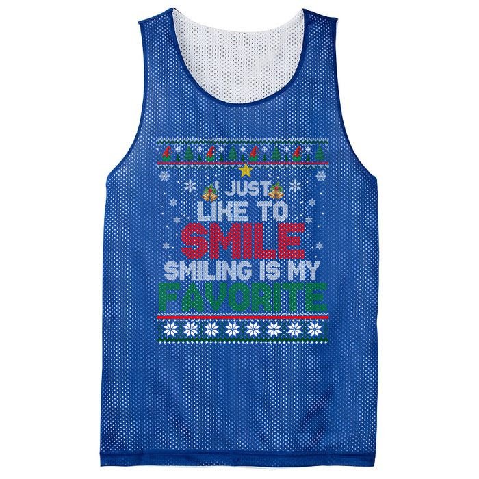 I Just Like To Smile Smiling Is My Favorite Xmas Elf Ugly Gift Mesh Reversible Basketball Jersey Tank