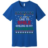 I Just Like To Smile Smiling Is My Favorite Xmas Elf Ugly Gift Premium T-Shirt