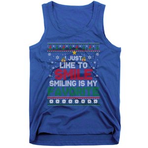 I Just Like To Smile Smiling Is My Favorite Xmas Elf Ugly Gift Tank Top