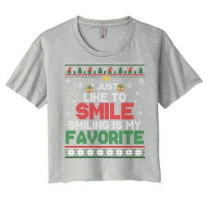 I Just Like To Smile Smiling Is My Favorite Xmas Elf Ugly Gift Women's Crop Top Tee