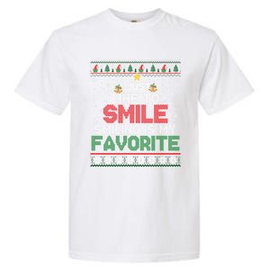 I Just Like To Smile Smiling Is My Favorite Xmas Elf Ugly Gift Garment-Dyed Heavyweight T-Shirt