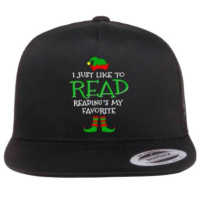 I Just Like To Read Reading Elf Book Love Christmas Gifts Flatbill Hat