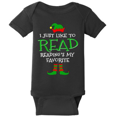 I Just Like To Read Reading Elf Book Love Christmas Gifts Baby Bodysuit