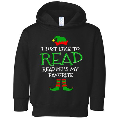 I Just Like To Read Reading Elf Book Love Christmas Gifts Toddler Hoodie