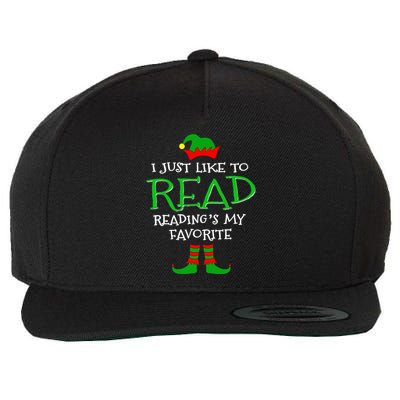 I Just Like To Read Reading Elf Book Love Christmas Gifts Wool Snapback Cap