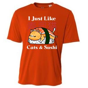 I Just Like Cats And Sushi Cooling Performance Crew T-Shirt