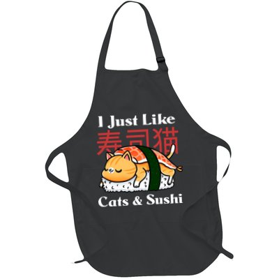 I Just Like Cats And Sushi Full-Length Apron With Pockets