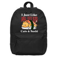 I Just Like Cats And Sushi 16 in Basic Backpack