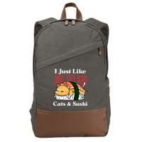 I Just Like Cats And Sushi Cotton Canvas Backpack