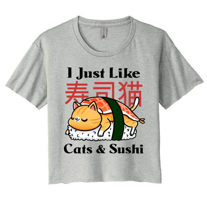 I Just Like Cats And Sushi Women's Crop Top Tee