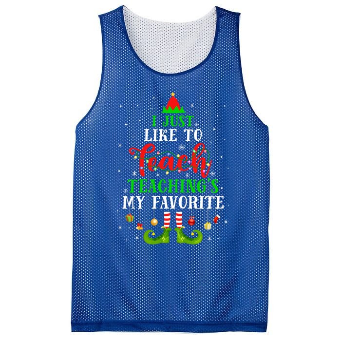 I Just Like To Teach My Favorite Cite Teacher Elf Christmas Gift Mesh Reversible Basketball Jersey Tank