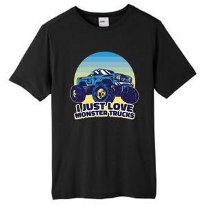 I Just Love Monster Trucks Retro Sunset Tall Fusion ChromaSoft Performance T-Shirt