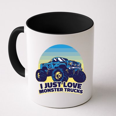 I Just Love Monster Trucks Retro Sunset Mug