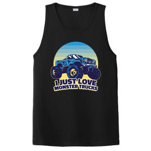 I Just Love Monster Trucks Retro Sunset PosiCharge Competitor Tank