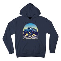 I Just Love Monster Trucks Retro Sunset Hoodie