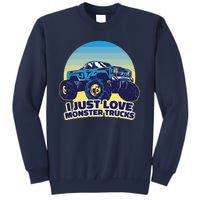 I Just Love Monster Trucks Retro Sunset Sweatshirt