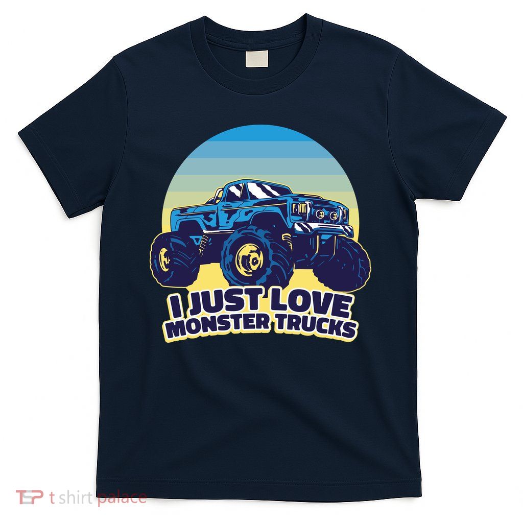 I Just Love Monster Trucks Retro Sunset T-Shirt