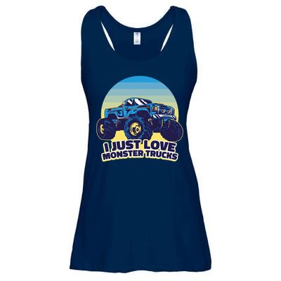 I Just Love Monster Trucks Retro Sunset Ladies Essential Flowy Tank