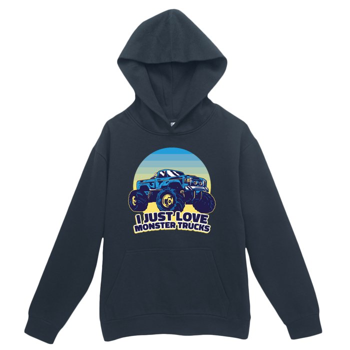 I Just Love Monster Trucks Retro Sunset Urban Pullover Hoodie