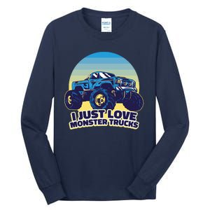 I Just Love Monster Trucks Retro Sunset Tall Long Sleeve T-Shirt