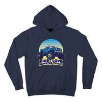 I Just Love Monster Trucks Retro Sunset Tall Hoodie