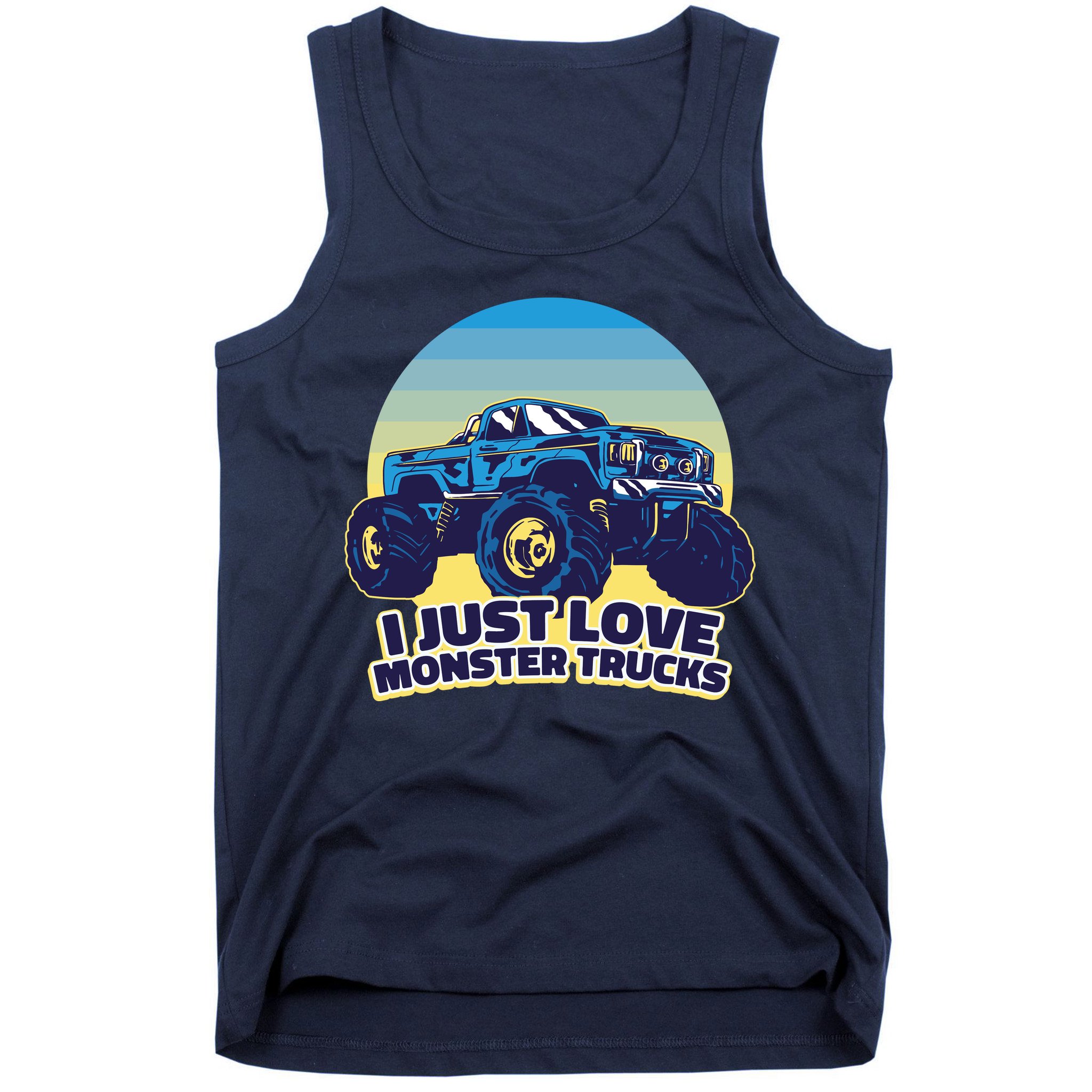 I Just Love Monster Trucks Retro Sunset Tank Top