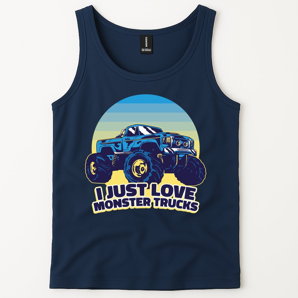 I Just Love Monster Trucks Retro Sunset Tank Top