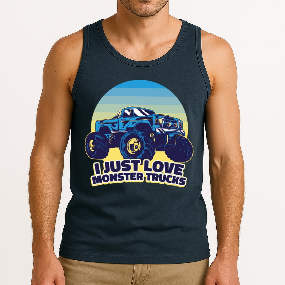 I Just Love Monster Trucks Retro Sunset Tank Top