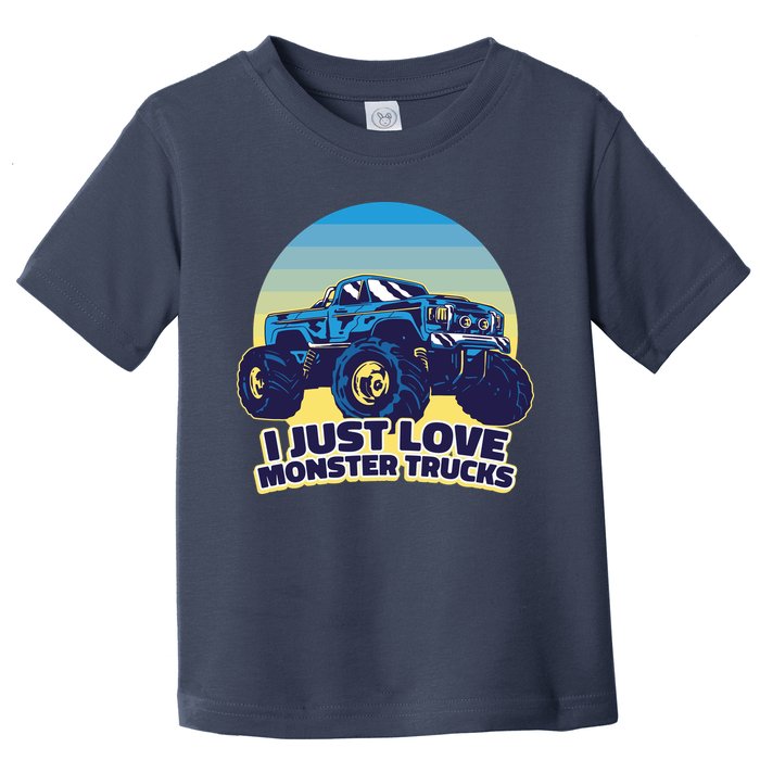 I Just Love Monster Trucks Retro Sunset Toddler T-Shirt