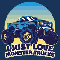 I Just Love Monster Trucks Retro Sunset Toddler T-Shirt