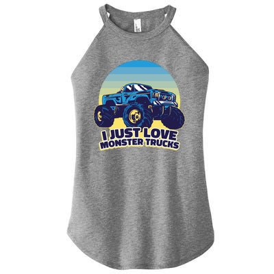 I Just Love Monster Trucks Retro Sunset Women’s Perfect Tri Rocker Tank