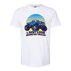 I Just Love Monster Trucks Retro Sunset Softstyle CVC T-Shirt