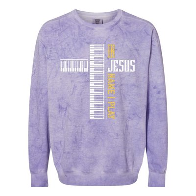 In Jesus Name I Play Christian Pianist Piano Lover Colorblast Crewneck Sweatshirt