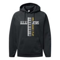 In Jesus Name I Play Christian Pianist Piano Lover Performance Fleece Hoodie