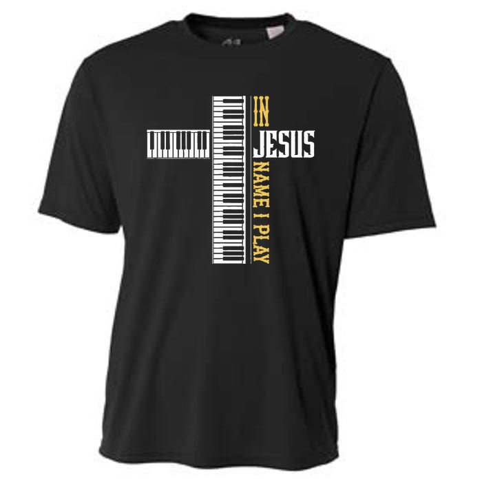 In Jesus Name I Play Christian Pianist Piano Lover Cooling Performance Crew T-Shirt