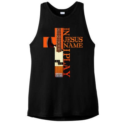 In Jesus Name I Play Bass Ladies PosiCharge Tri-Blend Wicking Tank